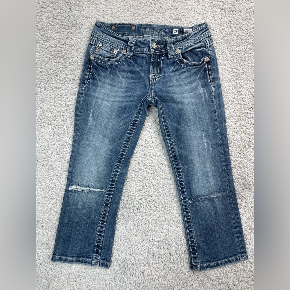 Miss Me Jeans Womens 25 Signature Cuffed Capri Style # JP5395P2 Pedal Pushers